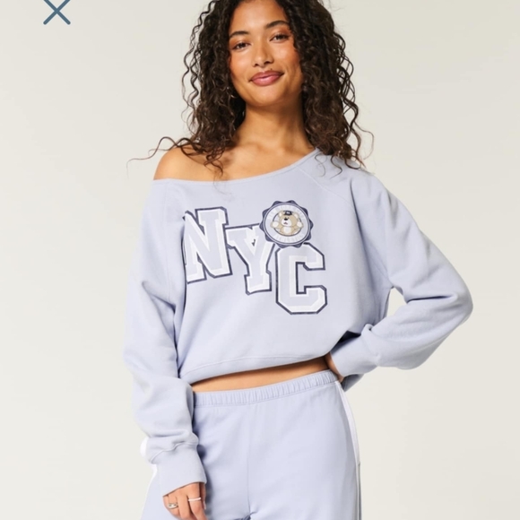 Hollister Sky Blue NYC Bomber Jacket - Picture 2 of 4